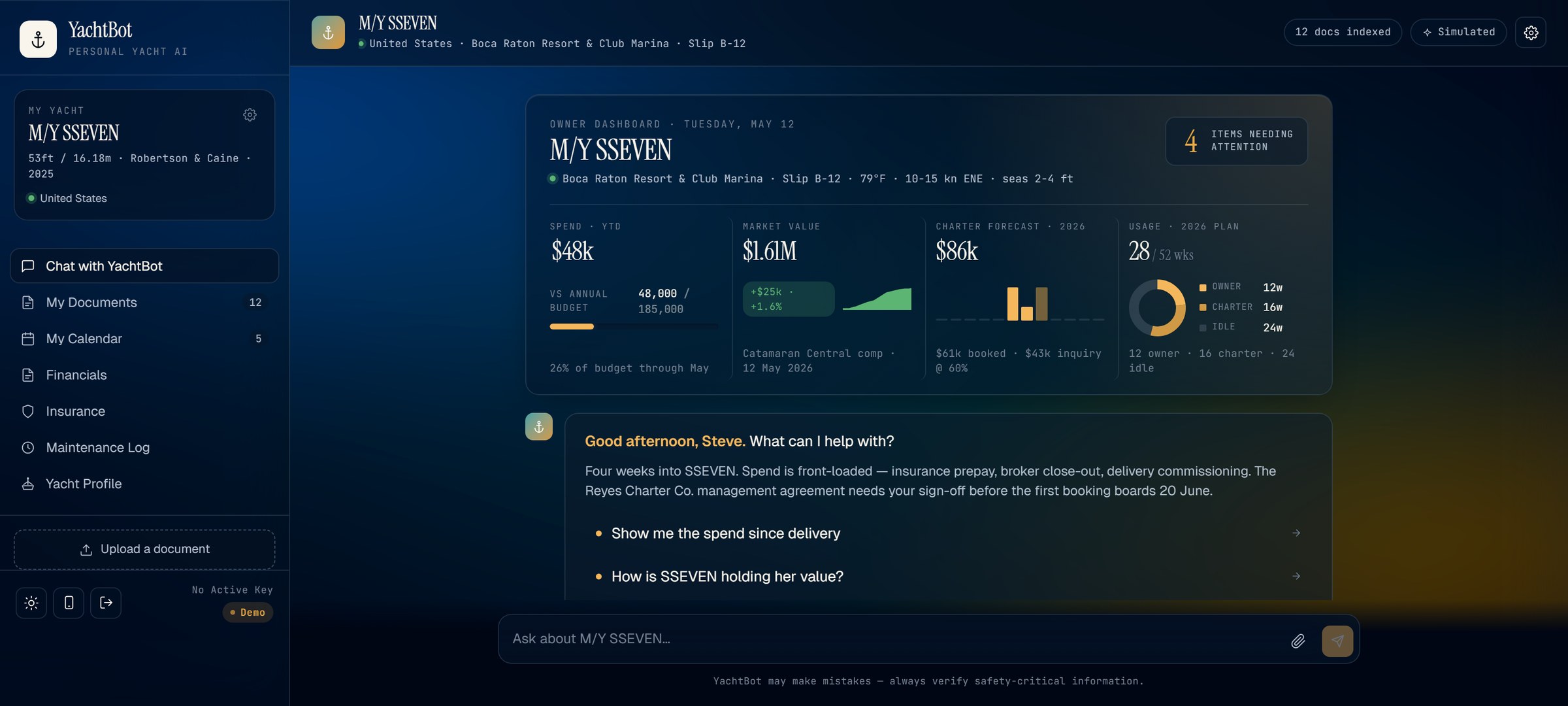 Custom maritime software interface for documents, crew workflows, and insurance compliance
